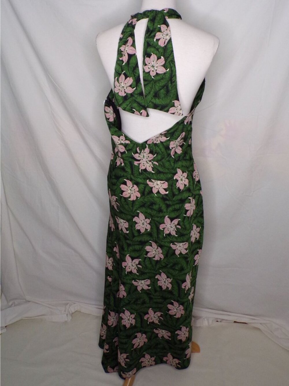 🆕TOPSHOP Hibiscus Floral Halter Midi Dress Green 10 - Picture 10 of 11